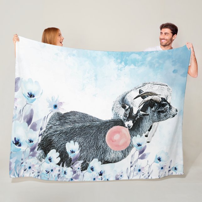 Couverture Polaire Bubblegum Aquarelle Pygmy Maman - Baby GetYerGoat™ (En situation)