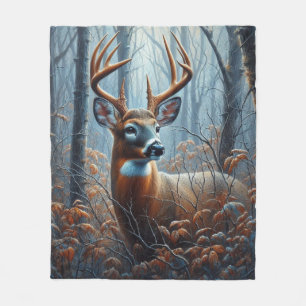 Couverture Polaire Buck blanc debout en forêt