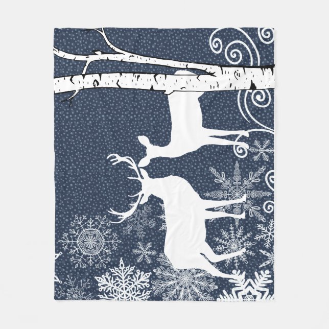 Couverture Polaire Buck et Doe Deer Birch Forest Blanket (Devant)