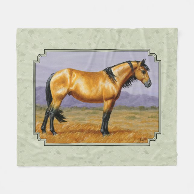 Couverture Polaire Buckskin Horse Mustang Stallion (Devant (Horizontal))