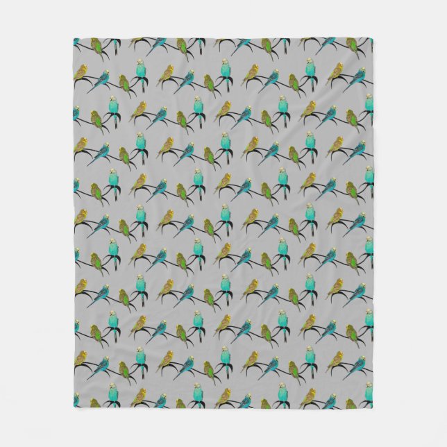 Couverture Polaire Budgie Frenzy Fleece Blanket (Gris) (Devant)