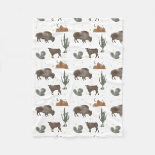 Couverture Polaire Buffalo Bison Bébé Calf Désert Cactus Stars