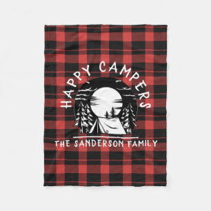 Couverture Polaire Buffalo Plaid Happy Campers Nom de famille Camping