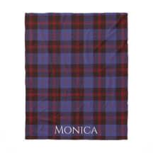 Buffalo plaid navy blue red monogram name