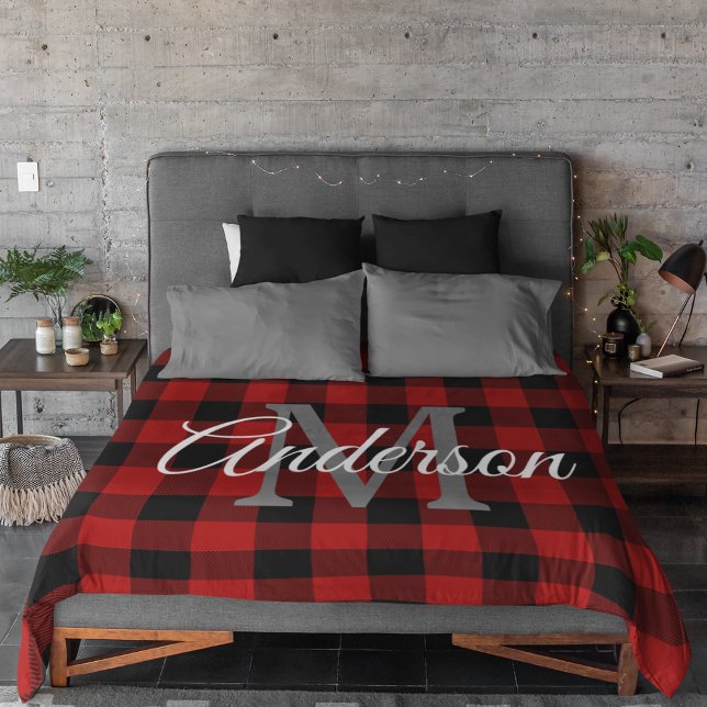 Couverture Polaire Buffalo rouge abattu | Initiale personnelle | Cade (Créateur téléchargé)