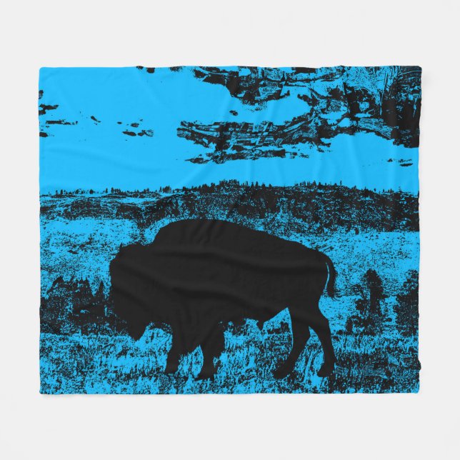 Couverture Polaire Buffle de minuit - Bison des plaines Jetez la couv (Devant (Horizontal))
