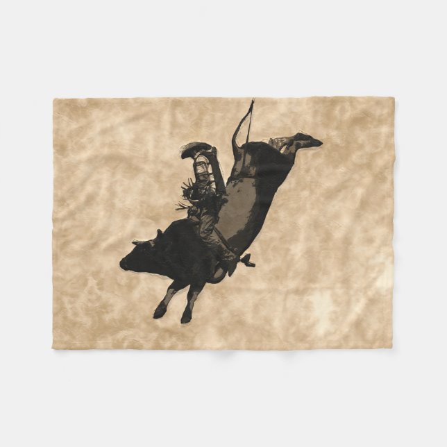 Couverture Polaire Bull Riding Hero- Rodeo Event Fleece Blanket (Devant (Horizontal))