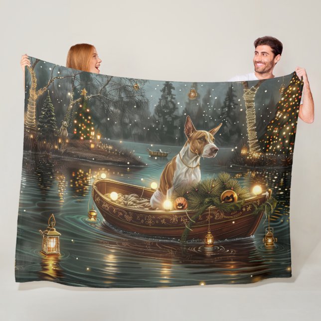 Couverture Polaire Bull Terrier Noël Festive Voyage (En situation)