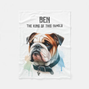Couverture Polaire Bulldog anglais - LE ROI DE CETTE FAMILLE