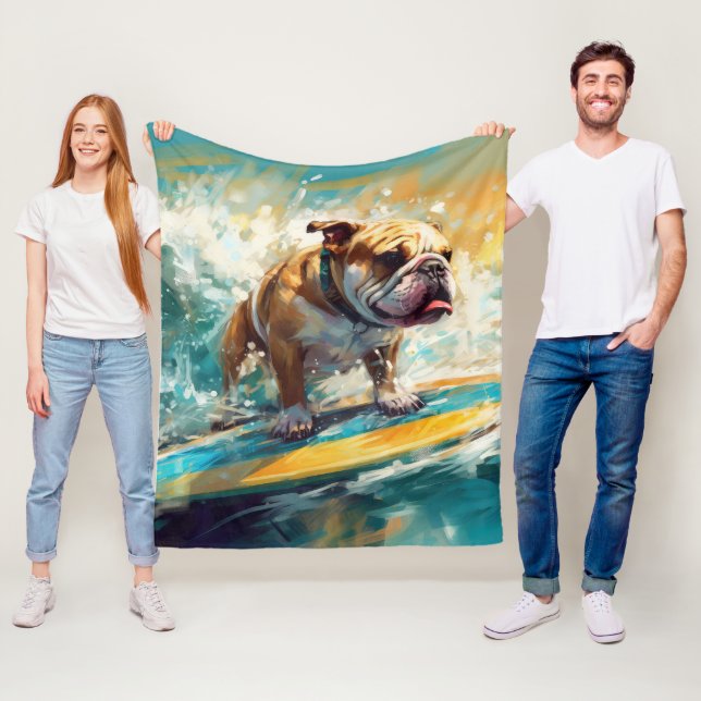 Couverture Polaire Bulldog Beach Surf Peinture (En situation)