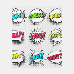 Couverture Polaire Bulles de discours comiques avec ombre et texte mi