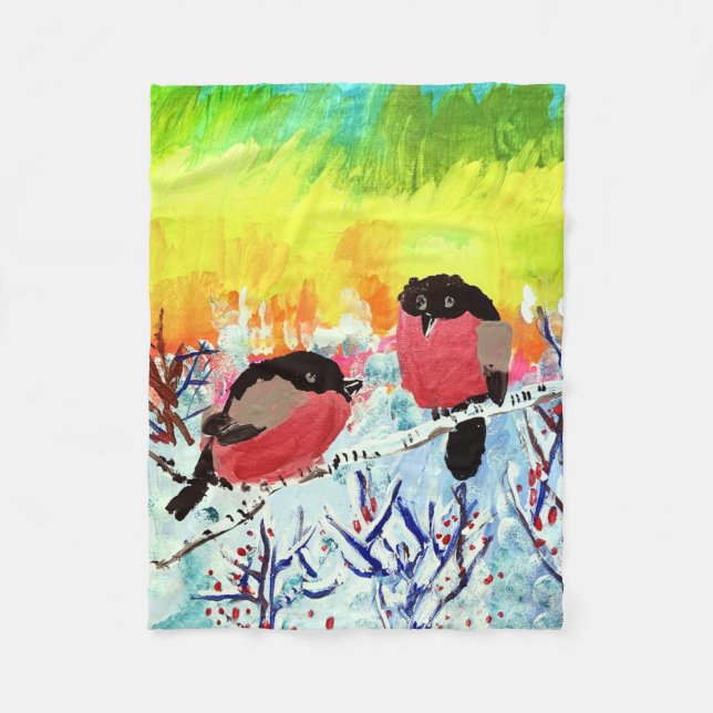 Couverture Polaire Bullfinch Birds (Devant)