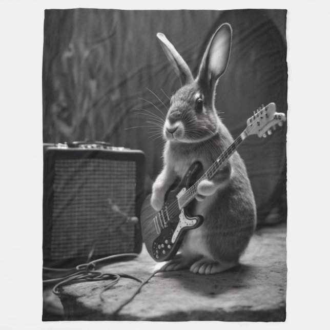 Couverture Polaire Bunny Jouer une guitare (Devant)