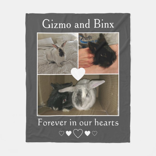 Couverture Polaire Bunny Memorial personnalisable Deux animaux Photo  (Devant)