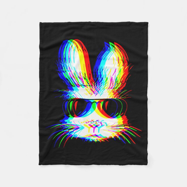 Couverture Polaire Bunny Trippy Varwave Easter Techno Rave Edm Music  (Devant)