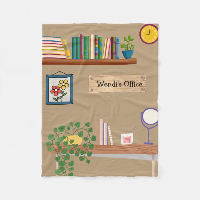 Couverture Polaire Bureau de livres Plantes personnalisés (Devant)