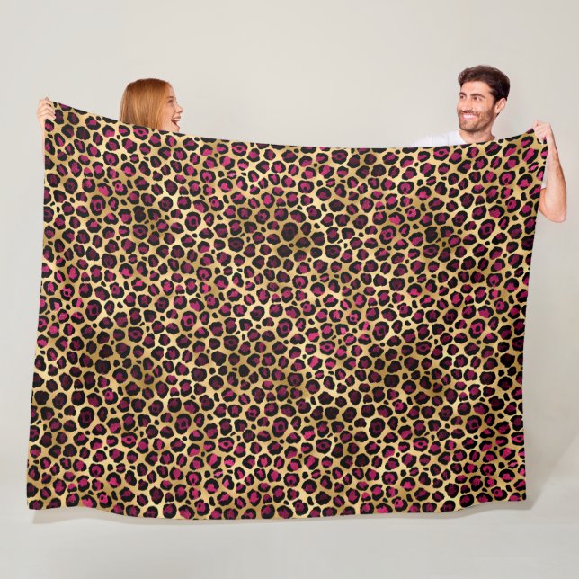 Couverture Polaire Burgundy et Gold Leopard Series Design 2 (En situation)