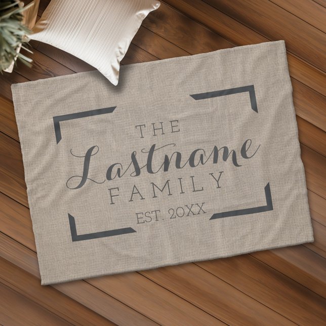 Couverture Polaire Burlap rustique - Connexion familiale ou Mariage p (Custom Fleece Blanket - Add Photos and Text)