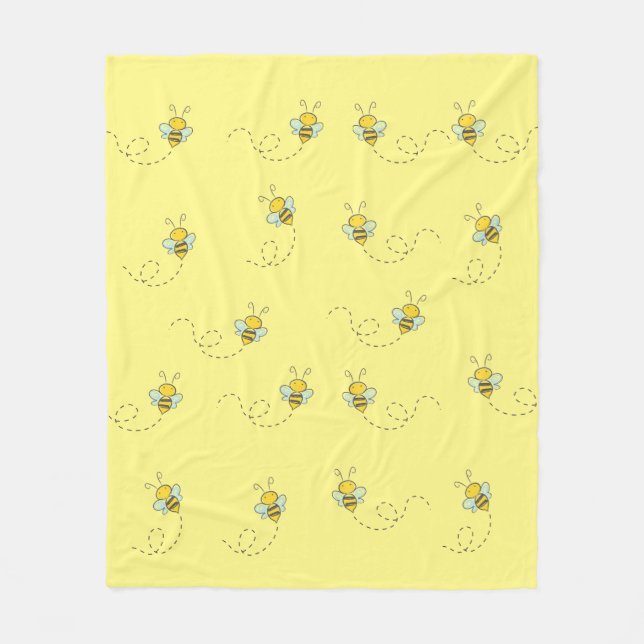 Couverture Polaire Busy Bee Cute Yellow Pattern (Devant)