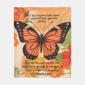 Couverture Polaire Butterfly Fleece Blanket 1 Timothy 4:12