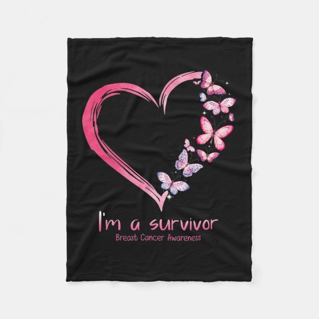 Couverture Polaire Butterfly Heart I'm A Survivor Breast Cancer Aware (Devant)