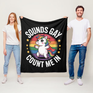 Couverture Polaire Ça a l'air gay, comptez sur moi Licorne Arc-en-cie