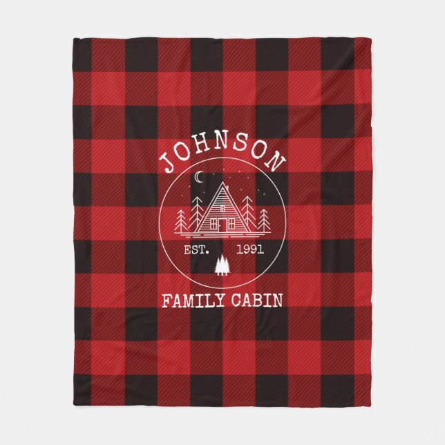 Couverture Polaire Cabine Nom de famille Red Buffalo Plaid Fleece Bla (Devant)