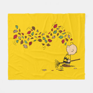 Couverture Polaire cacahuètes   Charlie Brown Raking Feuilles