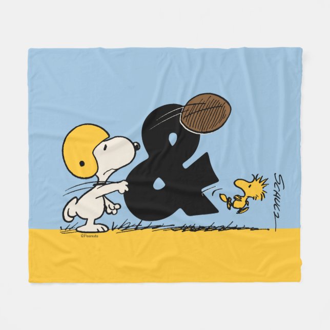 Couverture Polaire cacahuètes | Football Snoopy & Woodstock (Devant (Horizontal))