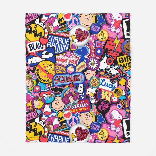 Couverture Polaire cacahuètes | Motif de patchs Mixtape (Devant)