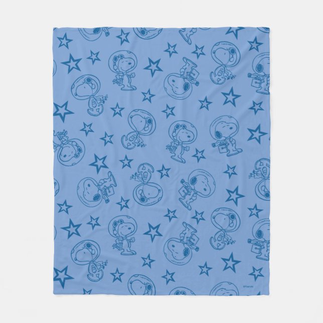 Couverture Polaire cacahuètes | Snoopy Blue Space Astronaut Motif (Devant)