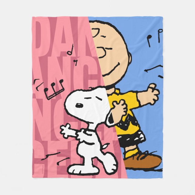 Couverture Polaire cacahuètes | Snoopy & Charlie Danse Brown mi-mi-mi (Devant)
