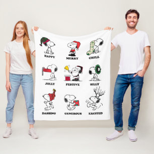 Couverture Polaire cacahuètes   Snoopy Christmas Holiday Moods