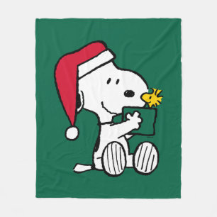 Couverture Polaire cacahuètes   Snoopy Père Noël & Woodstock Cadeau