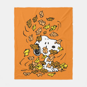 Couverture Polaire cacahuètes   Snoopy Pile de Feuilles