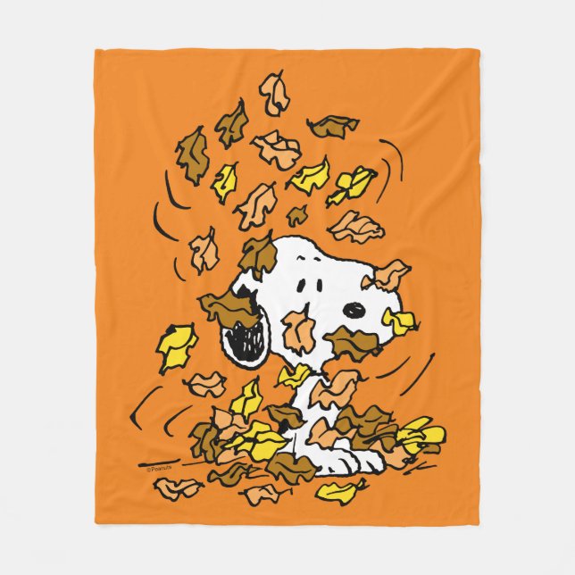 Couverture Polaire cacahuètes | Snoopy Pile de Feuilles (Devant)