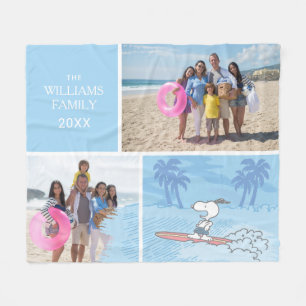 Couverture Polaire cacahuètes Snoopy Surfing Ajouter nom et photo