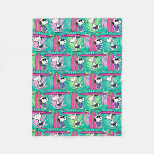 Couverture Polaire cacahuètes Snoopy Turquoise Surf Motif