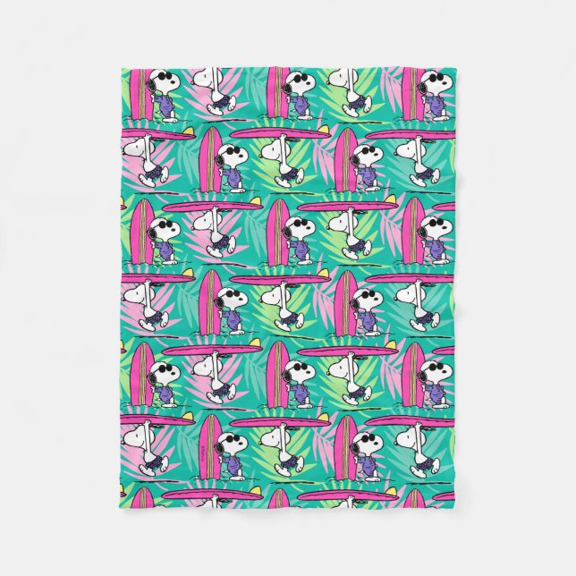 Couverture Polaire cacahuètes | Snoopy Turquoise Surf Motif (Devant)