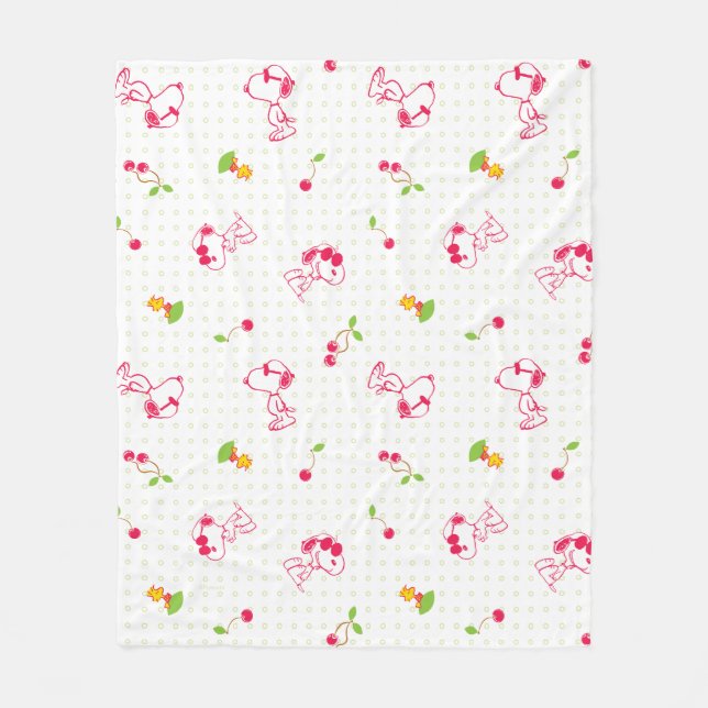 Couverture Polaire cacahuètes | Snoopy & Woodstock Cherry Motif (Devant)