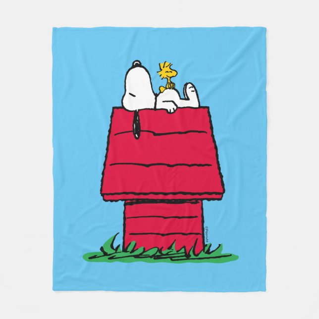 Couverture Polaire cacahuètes | Snoopy & Woodstock Doghouse (Devant)