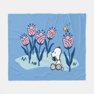 Couverture Polaire cacahuètes   Snoopy & Woodstock Flower Garden