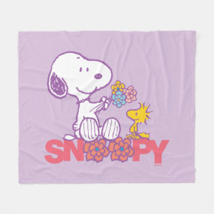 Couverture Polaire cacahuètes Snoopy & Woodstock Flowers
