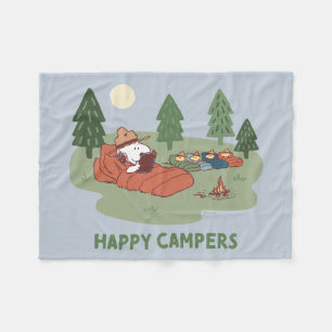 Couverture Polaire cacahuètes   Snoopy & Woodstock Happy Campers