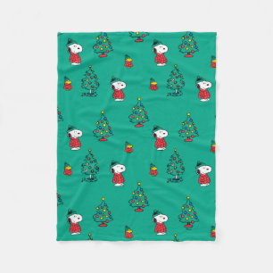 Couverture Polaire cacahuètes   Snoopy & Woodstock Motif de Noël