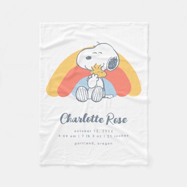 Couverture Polaire cacahuètes | Snoopy & Woodstock Rainbow Baby (Devant)
