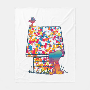 Couverture Polaire cacahuètes Snoopy & Woodstock Rainbow Paint