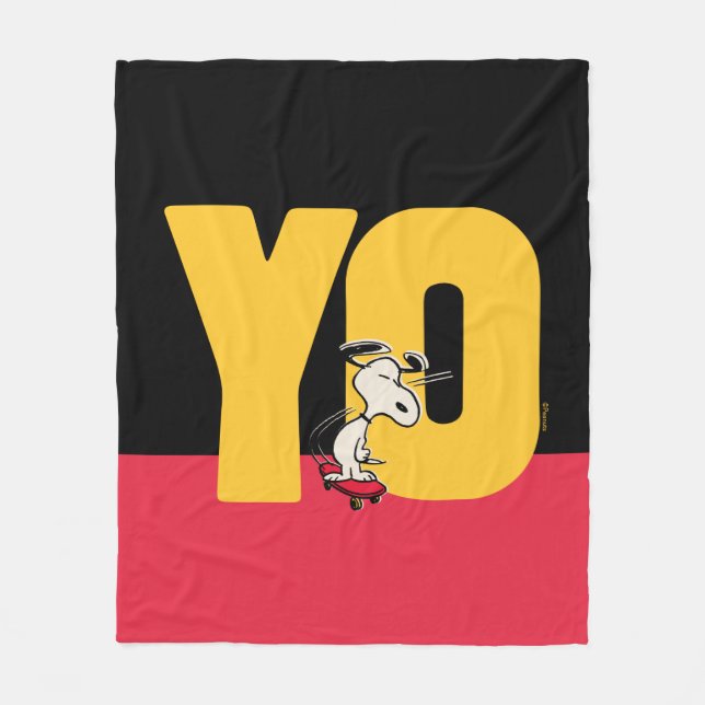 Couverture Polaire cacahuètes | Snoopy YO Skateboard (Devant)