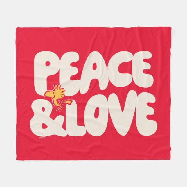 Couverture Polaire cacahuètes | Woodstock Peace & Love (Devant (Horizontal))