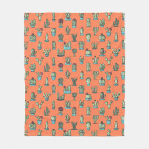 Couverture Polaire Cactus et plantes succulentes motif dessiné à la m
